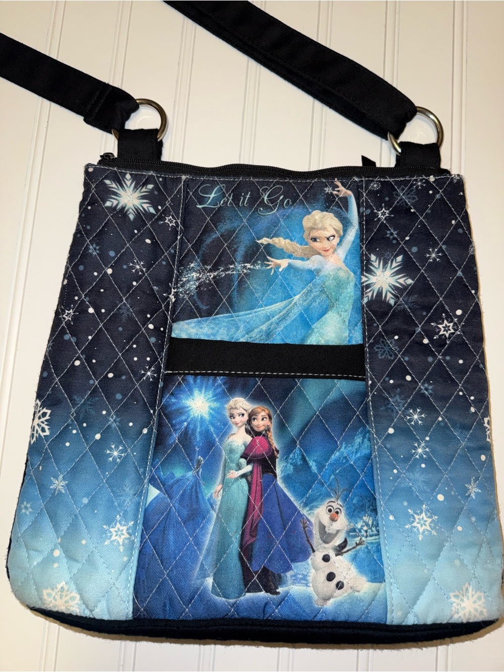 Disney Frozen Quilted Crossbody Bag in Blue and Black